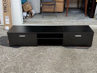 62.99 in. Black TV Stand Fits TV's up to 70 in. with 2-Storage Cabinet with Open Shelves