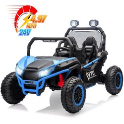 New 24V Ride on Car for 2 Kids, 2 Seater Kids Ride on UTV Cars, 400W Super Power Electric Cars with Remote Control, Bluetooth, Rear Storage Space, 4 W
