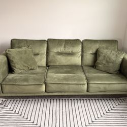 Modern Green Velvet Sofa – Stylish & Comfortable
