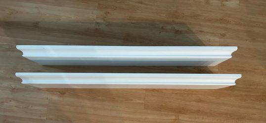 Set of 2 White Crown Molding Floating Wall Shelves Shelving 35” L x 7.5" W x 1.5"D