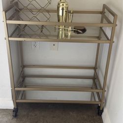 Gold Bar Cart With Accessories 