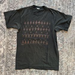 Vintage 90s Mens M Faded Anthropomorthic People Cave Art T-Shirt Made in USA