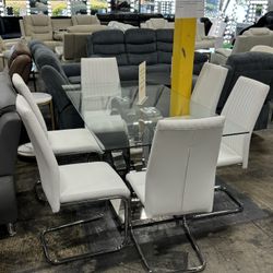 Modern Dining Table with 6 Chairs / Mesa de comedor moderna con 6 sillas