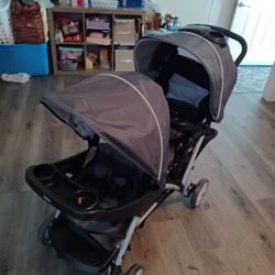 Graco DuoGlider Double Stroller | Lightweight Double Stroller with Tandem Seating, Glacier