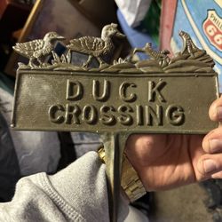 Duck Crossing Vintage Solid Brass 