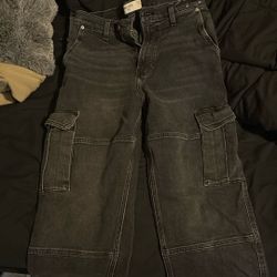 Dark Grey Hollister Cargo Jeans 