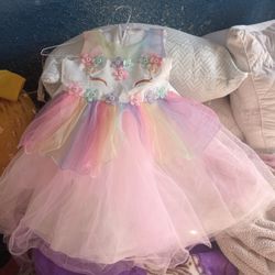 Beautiful Unicorn Floral Ruffle Dress Size 4/5