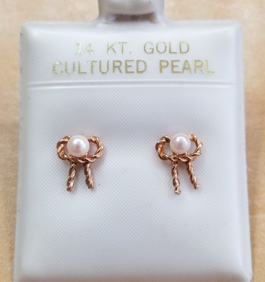 Cultured Pearl And 14kt. Earrings
