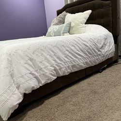 Brown Tufted Queen Bed Frame