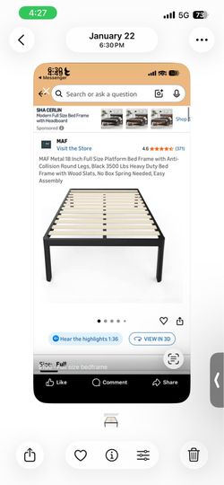 Full sized bed frame