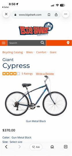 Used Bike Frame Size Large Brand Giant Cypress asking for $150. Pick up only in Elizabeth Nj