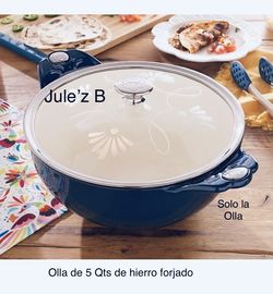 Olla De 5 Qts De Hierro Forjado Nueva En Su Caja 
