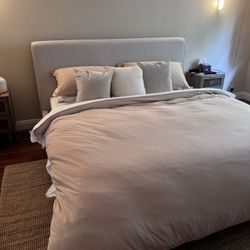Modern Upholstered King Platform Bed Frame – Optional Mattress