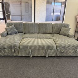 Double Chaise Corduroy Sleeper Sofa Sectional With Double Storage Chaise New In Box