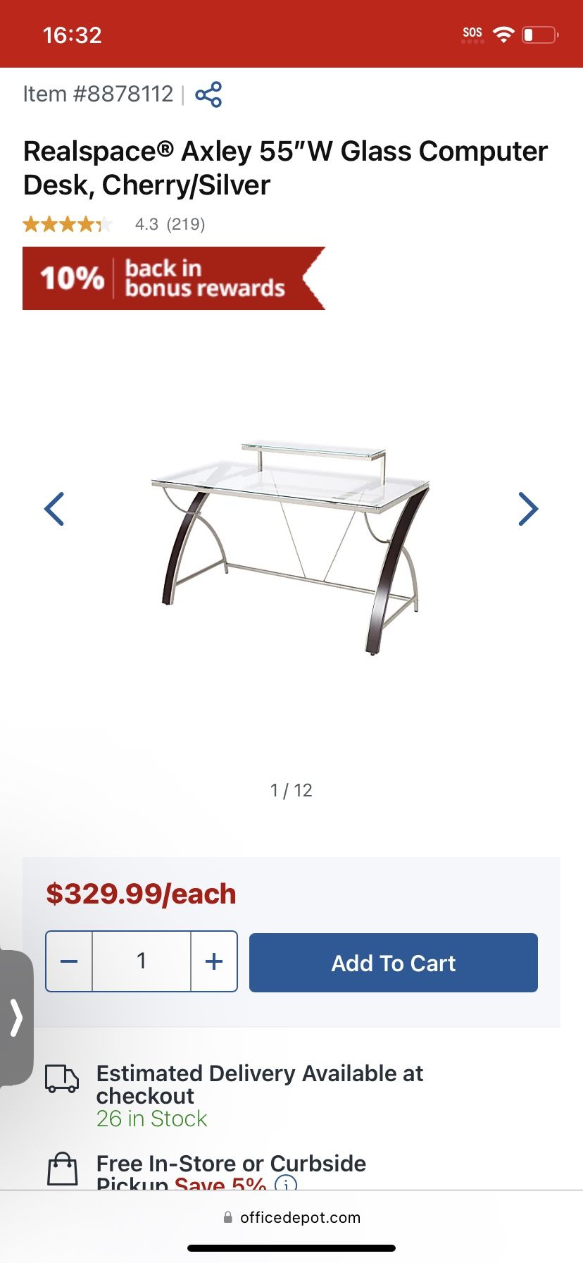 Brand New Glass Top Desk 55”W