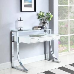 Writing Desk In High Gloss White Lacquer! Lowest Prices Ever!