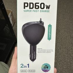 2 In 1 Car Charger Super Fast Charger 80mm USB-C