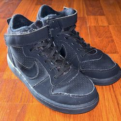 Nike Court Borough Mid Triple Black Youth Shoes Size 3Y