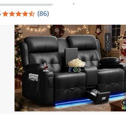 Loveseat/Recliner/Massage/uSB Charger NEW IN BOX