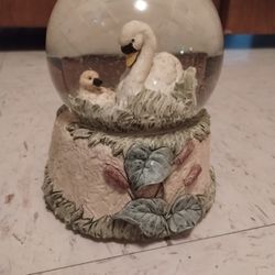 Swan And Baby Musical Snow Globe