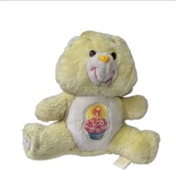 Kenner 1983 Care Bears Birthday Bear plush 7" Stuffed Animal Yellow Vintage