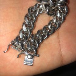 925 silver 12mm MC link chain Bracelet 8 inch