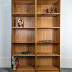 Mid Century Danish Modern Pair of Tall Teak Bookshelves