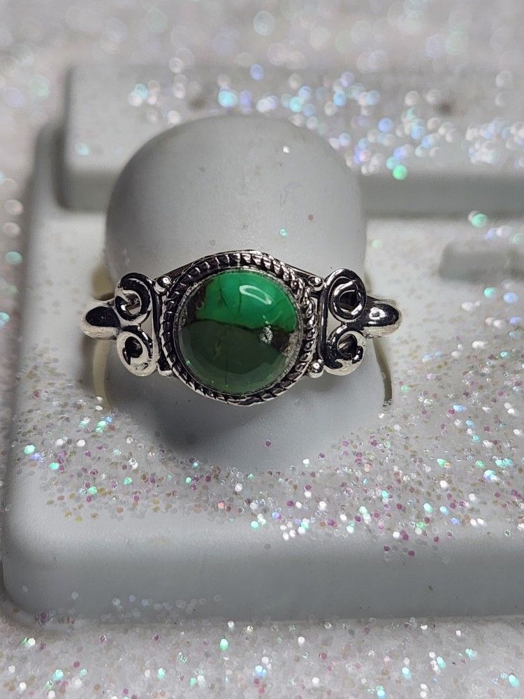 Natural Malachite Ring Green Gemstone Size 8
