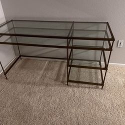 Glass desk and white chair