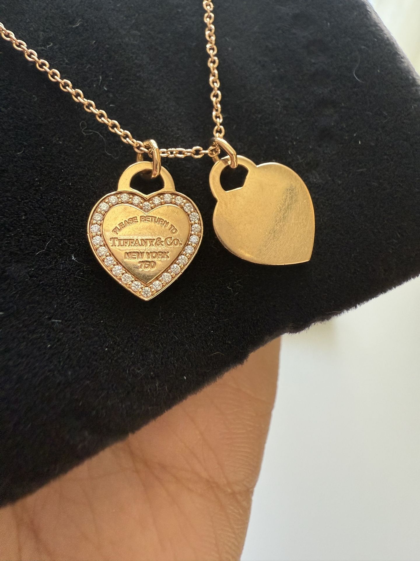 18K Rose Gold Return to Tiffany Double Heart Diamond Necklace