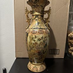 Satsuma Fluted Vase with Handles