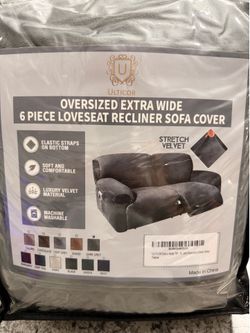Oversized extra wide 6 piece loveseat recliner sofa cover