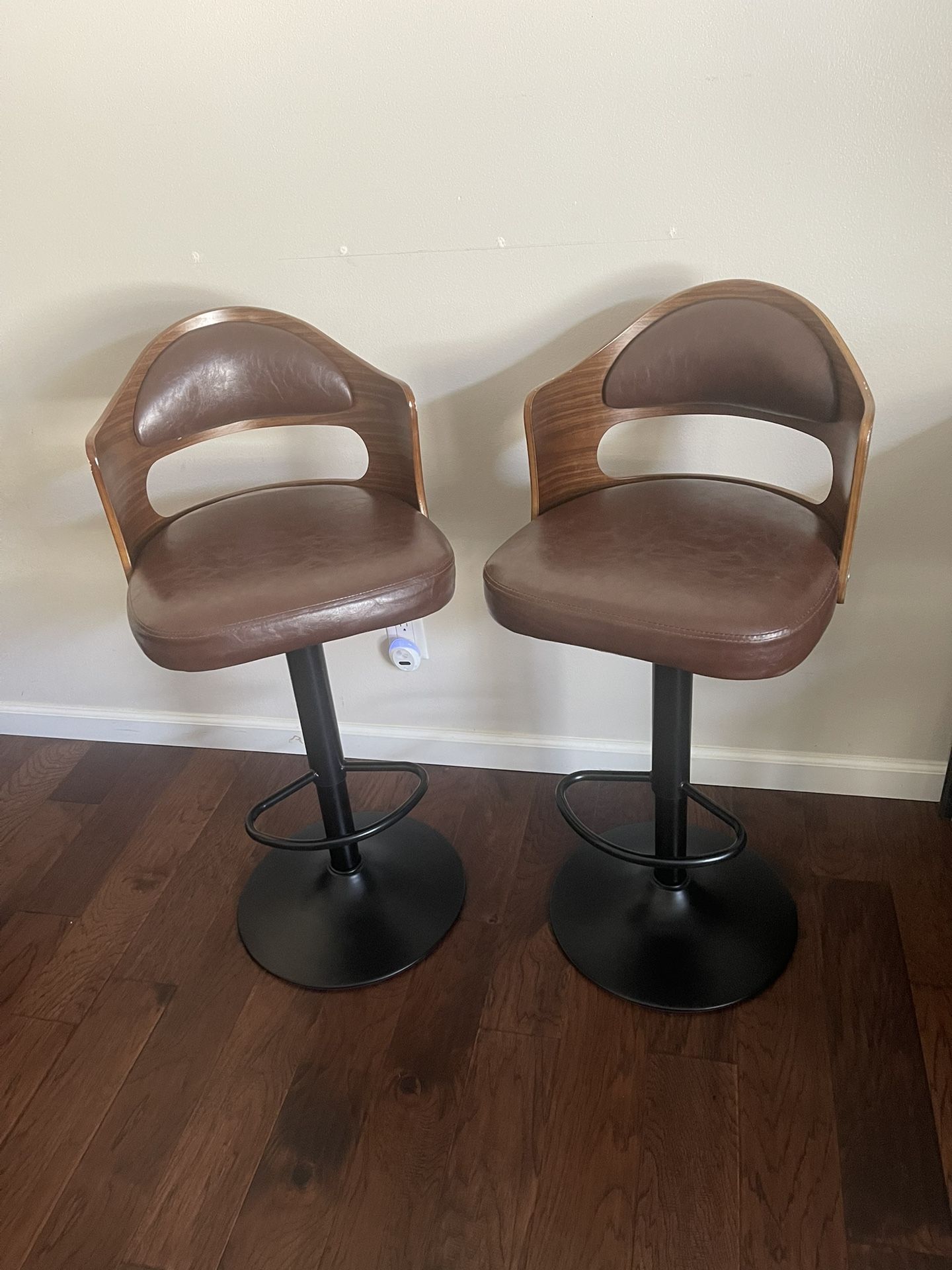 Adjustable wood leather and metal kitchen barstools counter stools Bar Stools 