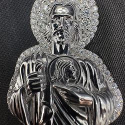 NEW Jesus Christ Top Half Torso Pendant Moissanite SS 4.09ct VS, D Color