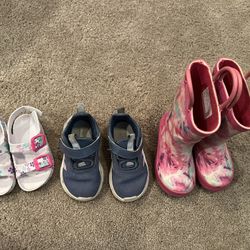 Rain Boots, Adidas Sneakers And Sandals Toddler Size 6