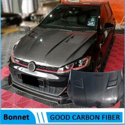 For Volkswagen Golf 7 7.5 VII MK7 GTI HC Style Carbon Fiber Engine Hood Bonnet Cover