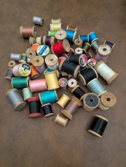 Vintage Wooden Spools of Thread - Mixed Brands and Colors
