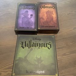 Disney Villainous Board Game Bundle - Villainous (Wicked to the Core, Evil Prepared,  The Worst Takes it All)