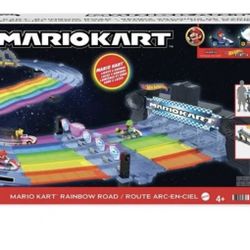 Hot Wheels Mario Kart Rainbow Road Raceway Set with Two 1:64 Scale Vehicles