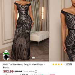 Fashion Nova Dress! Until The Weekend Sequin Maxi Dress - Black