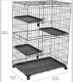 3-Tier Wire Pet Cage with Casters