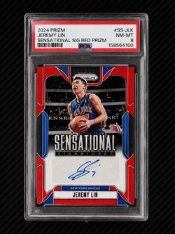 2024 Panini Prizm Jeremy Lin Sensational Signatures Red Prizm Auto /99 PSA 8