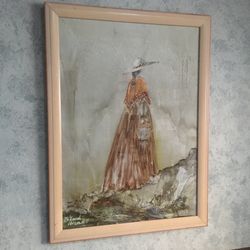 Framed oil print
