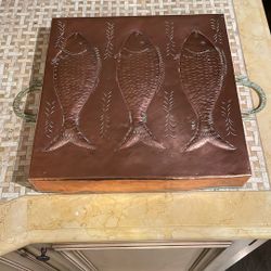 Vintage Copper Fish Mold 14”c14”