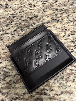 Black Leather Monogram Card Holder