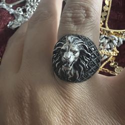Lion Head Ring Sterling Silver Stamped 925