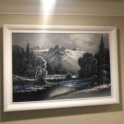 Landscape portrait painting with frame