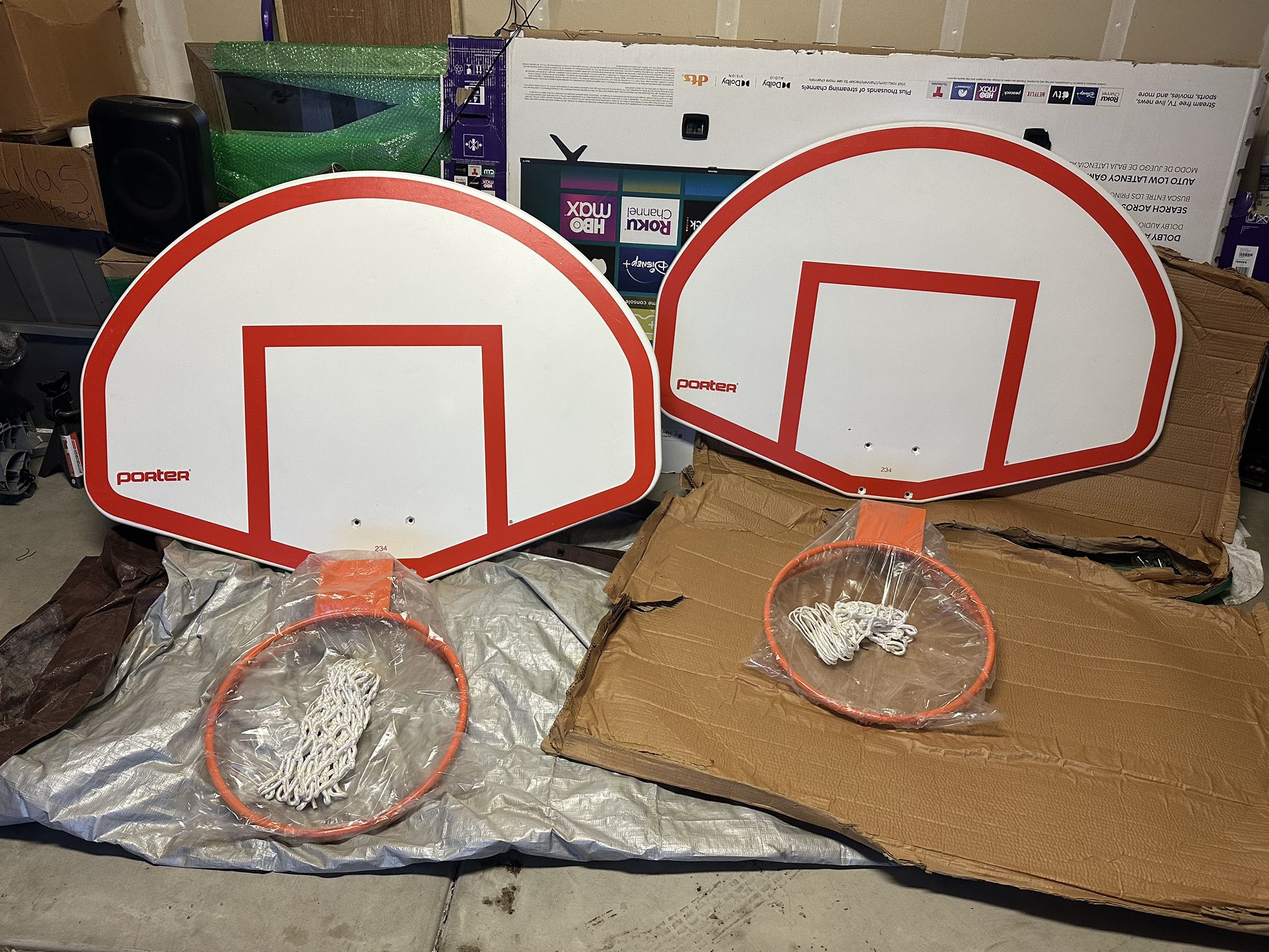 Two New Basketball Backboards W/hoops For Sale 