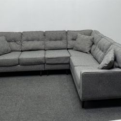 Mid-century modern Ashley Charcoal Gray L-Shaped 3-piece Sectional Couch. 108" x 88". We Deliver & set up.