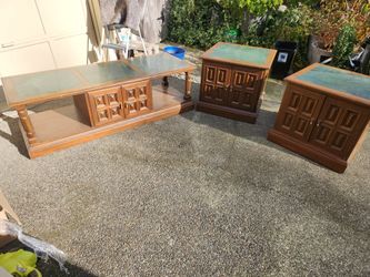 Vintage Marble Top Coffee Table & End Table Set